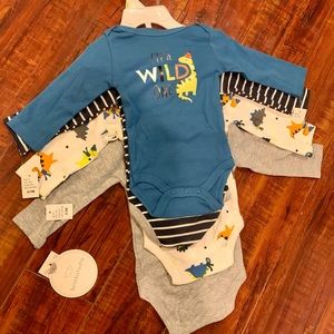 Baby bodysuit long sleeve onzie, pack of 4, infant 0-3 months